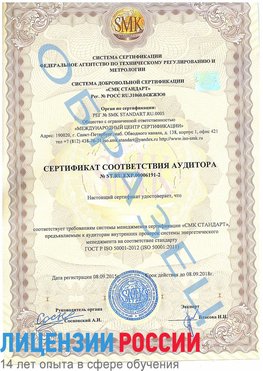 Образец сертификата соответствия аудитора №ST.RU.EXP.00006191-2 Мышкин Сертификат ISO 50001